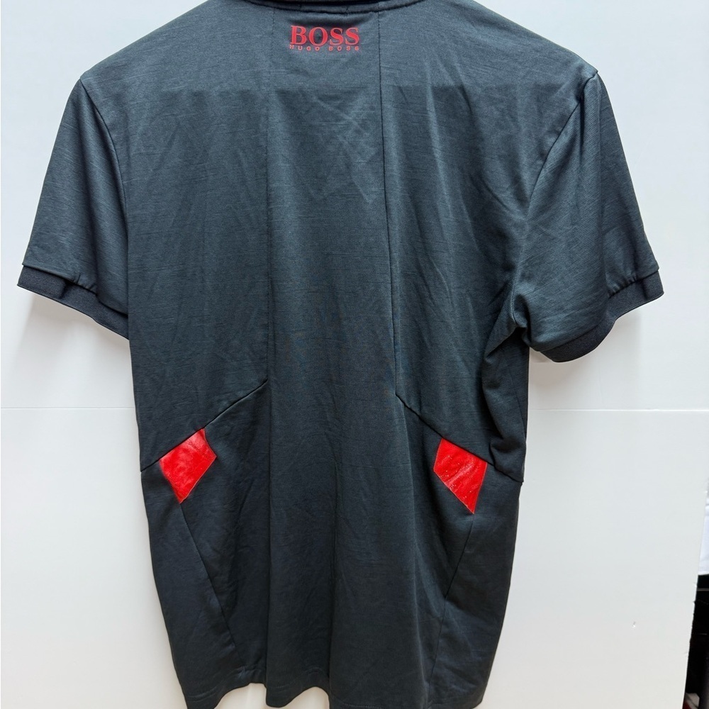 Boss Charcoal and Scarlet Slim Fit Shirt - Picture 3 of 4